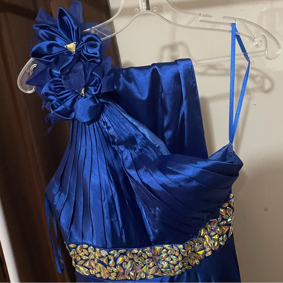 Royal Blue Evening Down - Picture 3 of 9